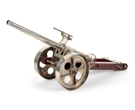 A good model of a British QF 4.7 inch Naval gun on field carriage, the ordnance measuring 11.5 in. and with working interrupt