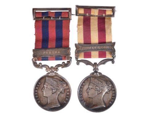 Two medal to Captain Henry Francis, 64th Foot: India General Service 1849-95, clasp: Persia (CAPT. H. FRANCIS, 64TH FOOT), im