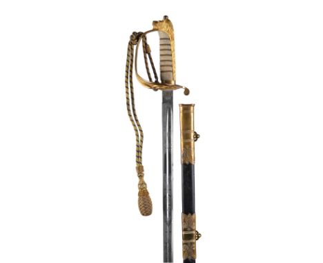 The 1846 pattern Royal Naval Officer's sword worn by Captain (later Rear Admiral) James Figgins R.N., levee weight, etched bl