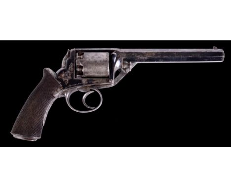 A 54 bore Adams patent five shot self-cocking revolver, made under licence by William Tranter and retailed by Blanch & Son, s