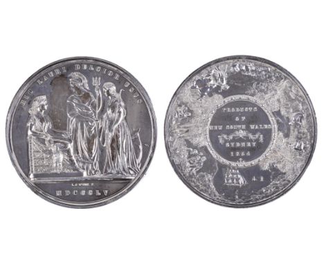 Products of New South Wales exhibited at the Exposition Universelle, Paris, 1855, an Australian silver medal, obverse with th