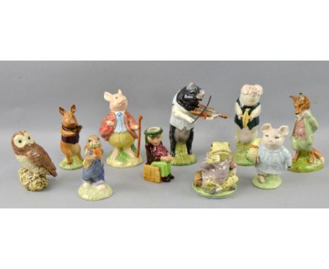 Three Beswick pigs, George, Daniel and James together with six further ceramic animal figurines and a miniature jug modelled 