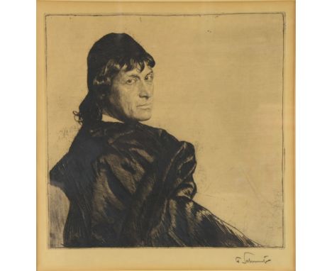 Ferdinand Schmutzer (Austrian 1870-1928) dry point etching of the Austrian actor Josef Kainz as Hamlet circa 1906