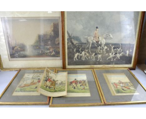 H Alken, four coloured engravings of Fox Hunting, another B. Marshall, The Earl of Darlington and His Fox Hounds, John Cother