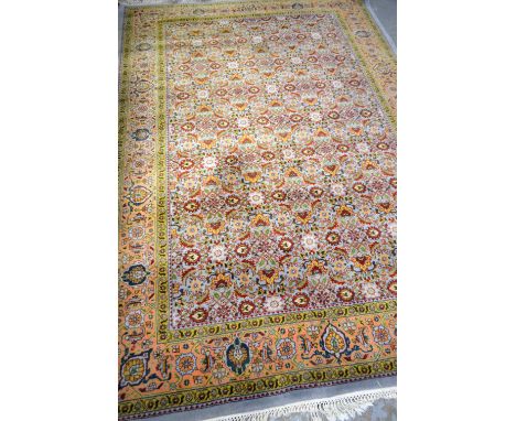 Indian Kaimuri wool blue ground carpet, 298cm x 206cm Overall in good order, no signs of major damage, fading or stains, woul