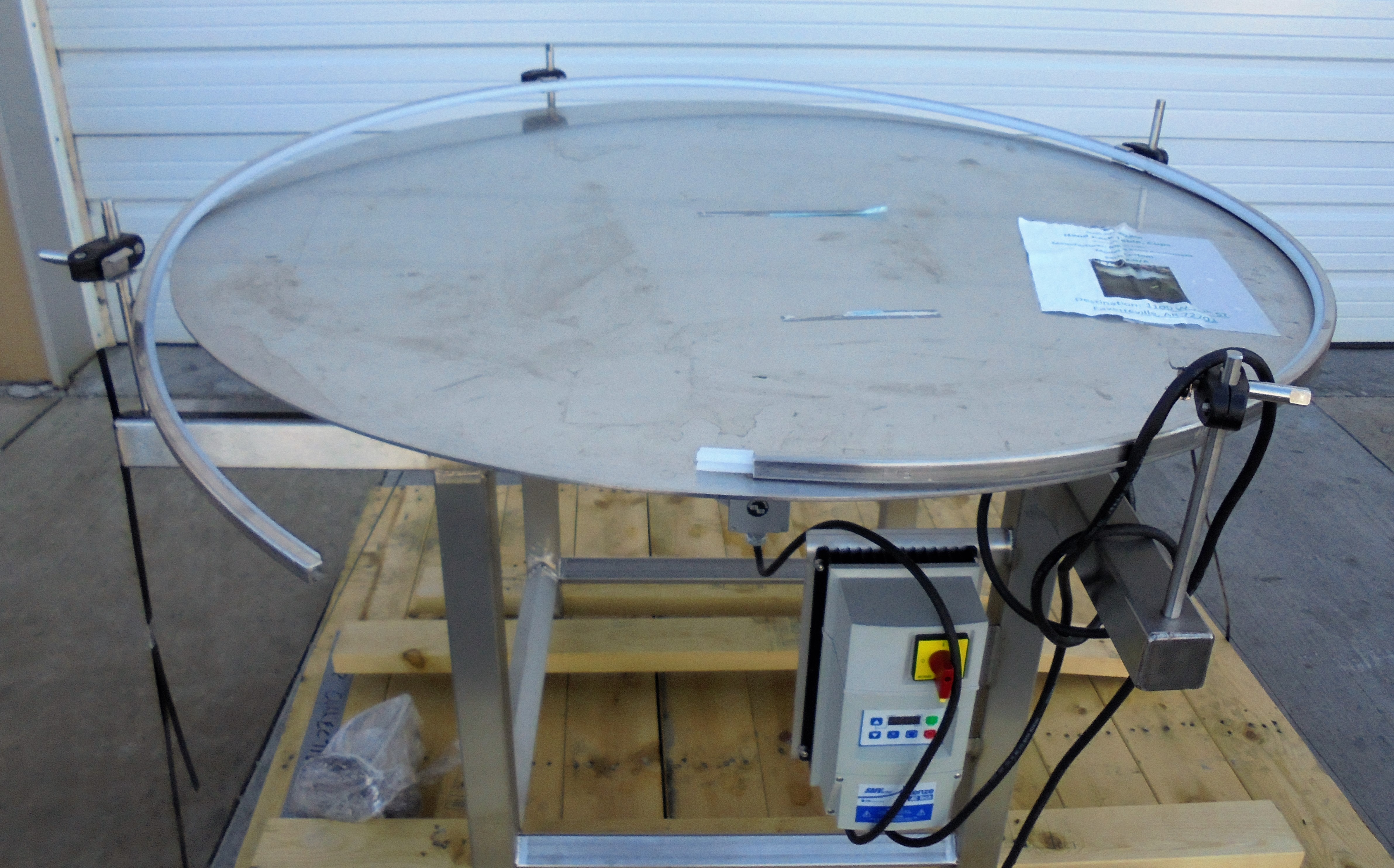 48" Diameter S/S Lazy Susan Collection table. With adjustable top rail