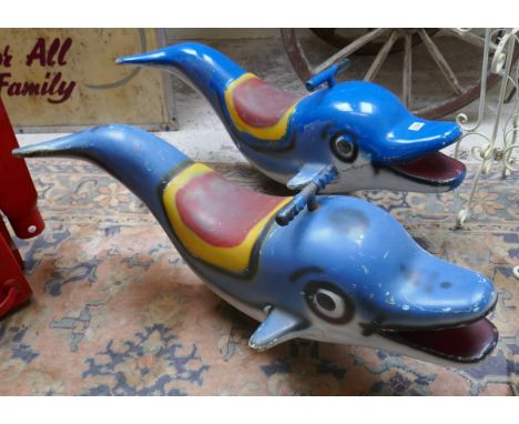 Pair of vintage fairground dolphins - Approx L: 100cm