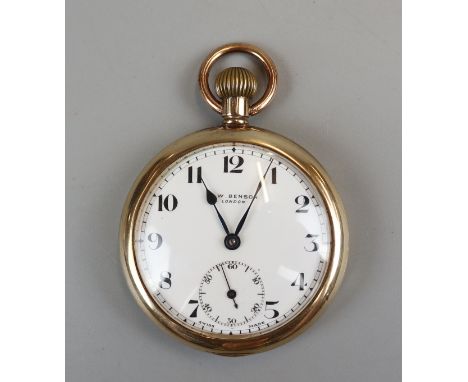 Gold pocket watch by J. W. Benson hallmarked London 1932 in working order &amp; recently serviced