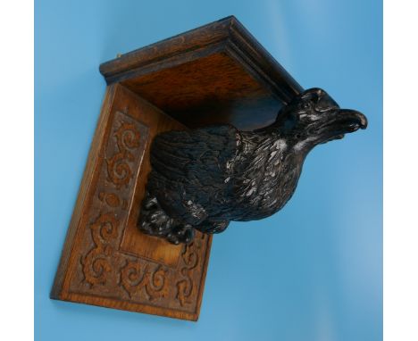 Early carved Black Forest bird figure mounted on later bracket - Approx H: 42cm
