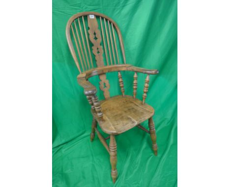 Elm seated stick back kitchen armchair