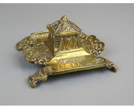 Antique French brass inkwell marked Depose 1887