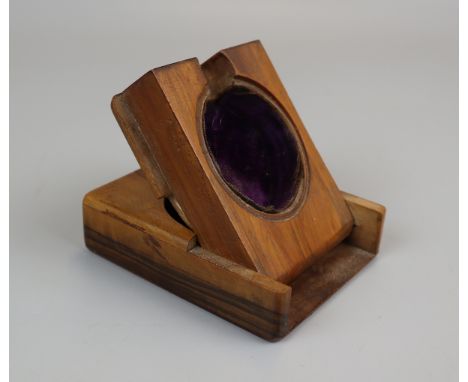 Jerusalem olive wood pocket watch display case - Circa 1890 to 1910