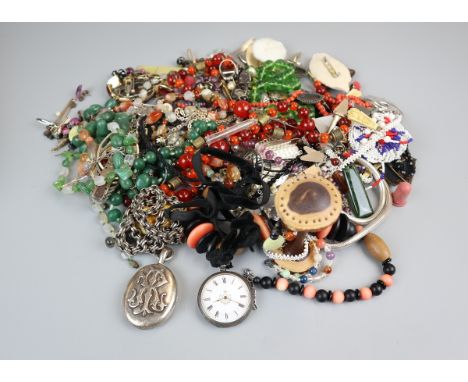 Collection of costume jewellery to include hallmarked silver pocket watch