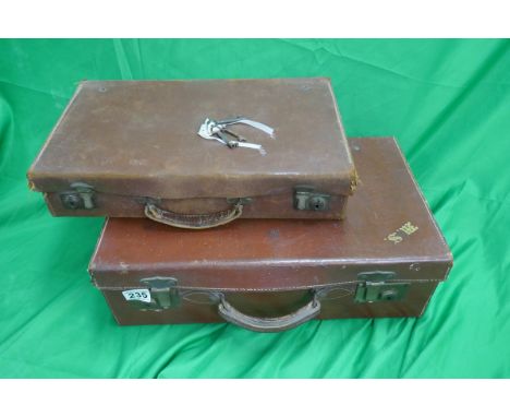 2 small vintage leather suitcases