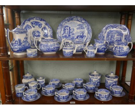 2 shelves of blue &amp; white Spode