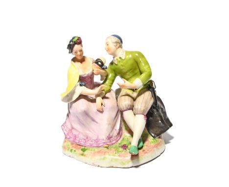 A Vienna figure group, c.1760, depicting a couple, possibly an actress and her companion or relating to the Commedia dell'Art