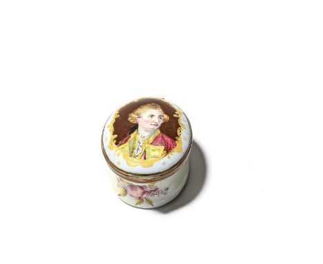 A South Staffordshire enamel snuff box of naval interest, c.1780, the oval form painted with a portrait of Admiral Keppel, re