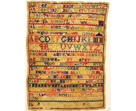 Antique sampler, 40cm x 29cm.