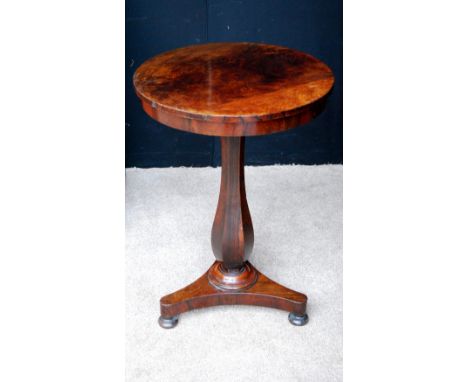 Victorian rosewood lamp table, the circular top on faceted stem on tripod platform base. Condition Report This is 52cm diamet