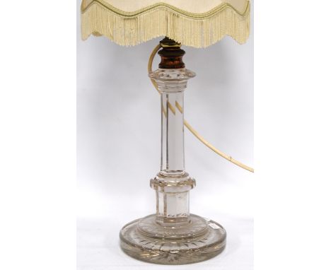 Octagonal column glass table lamp, 58cm high (including shade).