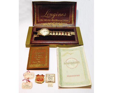 Gent's Longines gold bracelet watch for the American market, ref. 22LS, no. 7980971, with silvered and gilt dial in Longines 