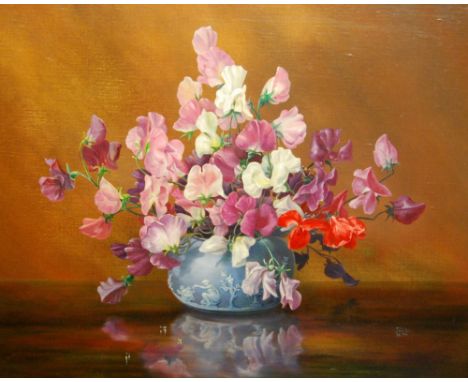 ETHELWYN SHIELSweet Peassigned, 12/99, oil on canvas, 40cm x 51cm.Label verso: T. & R. Annan and Sons, West Campbell Street, 