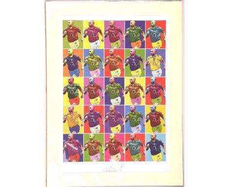 Arsenal - Thierry Henry Signed Warhol Pop Art style print - Signed by pencil at bottom by Thierry Henry, Numbered 101/500, mo