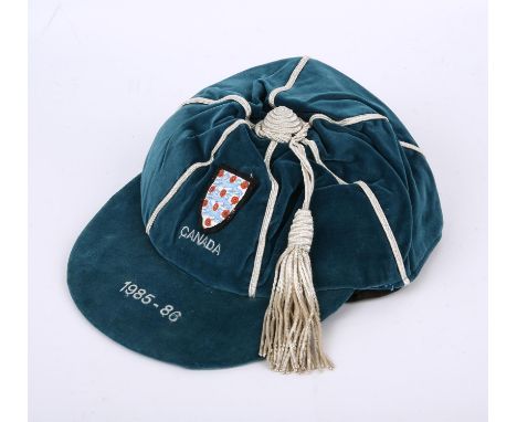 Peter Shilton England cap from the 1985-86 International friendly against Canada at Swangard Stadium in Vancouver, 24th May 1