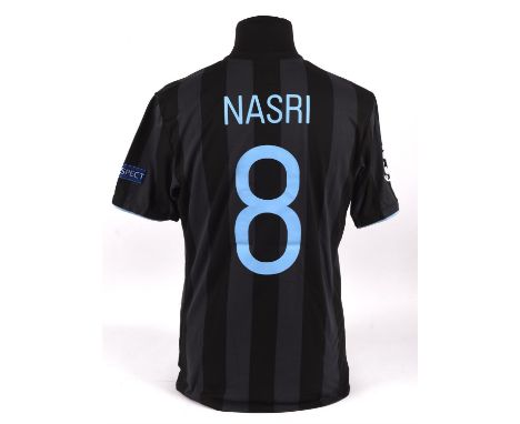 Manchester City Football club, Nasri (No.8) Champions league shirt  from 2012-2013, Match Worn scored goal 24 October 2012 Aj