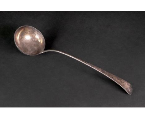 A George III silver Old English pattern soup ladle, Richard Crossley, London 1782, with circular bowl, 6.6ozs, crested, 33.5c