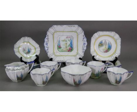 A Shelley twenty piece part tea service, Queen Anne shape, 'My Garden' pattern no. 11607 (20).
