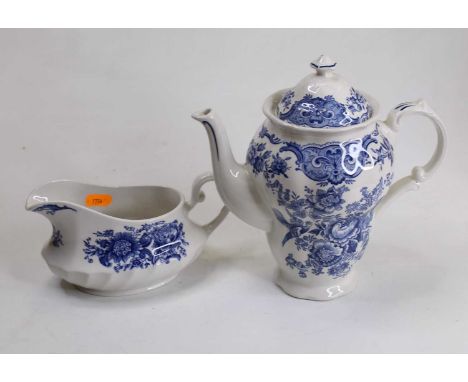 A Ridgeways blue and white transfer decorated tea and dinner service, in the Windsor pattern