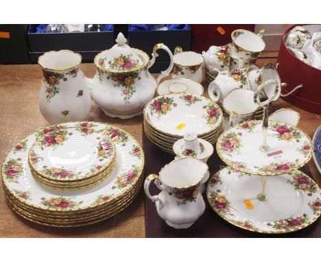 A Royal Albert six-place setting tea and dinner service, in the Old Country Roses pattern