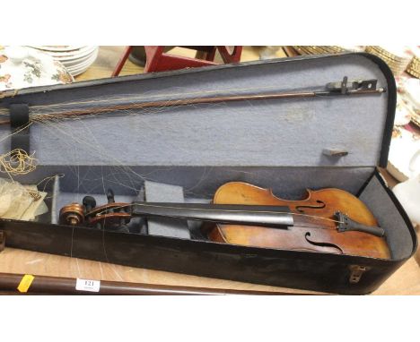 An early 20th century continental violin, having a two-piece maple back, with ebony fingerboard, bearing label for Antonius S