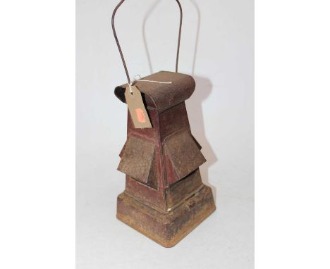 A vintage metal lantern 27cm high