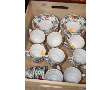 A Booth's part tea service, in the Floradora pattern, having printed mark verso (tea cups and suacers only, no teapot, sugar 
