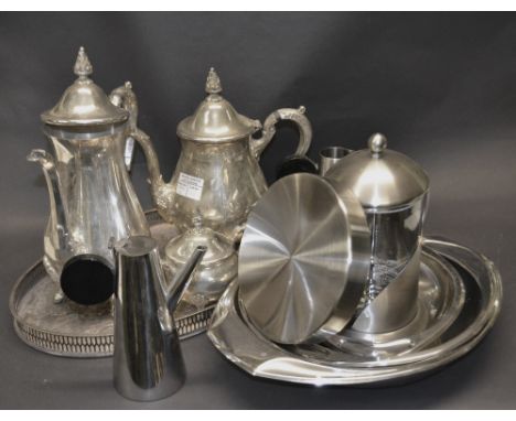 Silver-plated and metal wares, to include a four piece tea service, "Define" teapot, peculator etc...