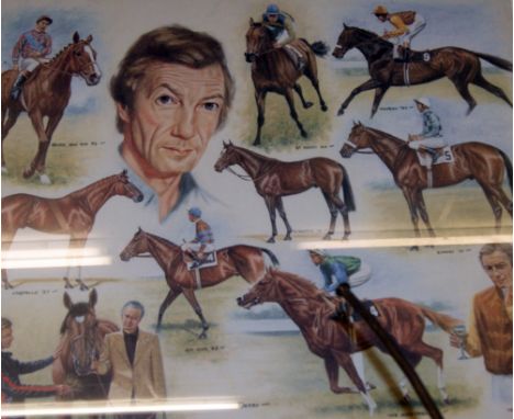 After Peter Deighan, polychrome lithograph 'Lester Piggot's Derby Winners' - limited number 443 of 850. Signed to the margin,