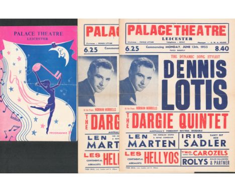 Flyer. Monday, June 13th, 1955. 7 ½"x10". The dynamic song stylist Dennis Lotis with variety artistes. This item also include