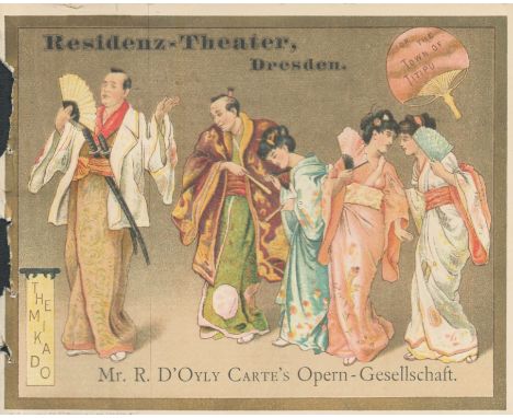 Residenz Theater, Dresden, programme. circa. 1886. 6"x5" on coloured card. Der Mikado Mr R Doyly Cartes opern Gesellschaft. O