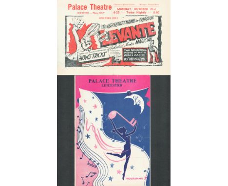 Folded leaflet. Monday, October 21st, 1957. 7 ½"x5". The Great Levante, The greatest name in magic. Australias Master Magicia