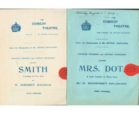 The Comedy Theatre, programmes. Saturday, August 8th, 1908, and, Oct 1st, 1909, respectively, 7 ¼"x10". a, Charles Frohman an