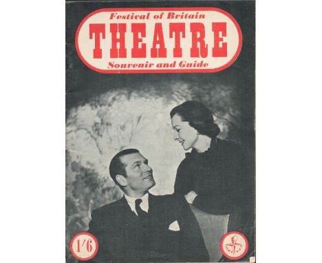 Festival of Britain Theatre and Guide, 31 page souvenir. 1951. 7"x10". Black and white photo of Sir Laurence Olivier and Vivi