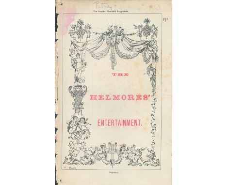 The Graphic Theatrical, Putney, programme. 1883. 6 ¼"x10". The Helmores entertainment. Series of holes in spine. From single 