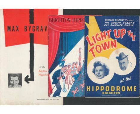 The Hippodrome, Brighton, 3 programmes Light Up the Town with Una Stubbs and Reg Dickson, circa. 1960s?. Hilda Baker and Guy 