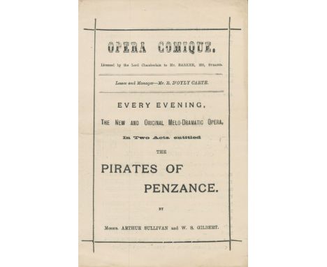 Pirates of Penzance or The Slave of Duty. Opera comique. Licensed by The Lord Chamberlain to Mr Barker, 209 Strand. Lessee an