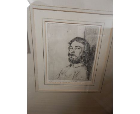 Llewellyn Petley-Jones, (1908-1986) Portrait of a Seated Man, drypoint engraving together with another similar, Paul, two oth