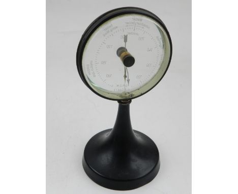 An early 20th Century German cast metal desk barometer by C. P. Goerz, Berlin, H:16cm