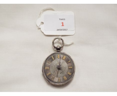 A continental 19thC silver engine turned cased pocket watch, the case marked 'Argent Fine Silver' No. 21586 by M. Samper, wit