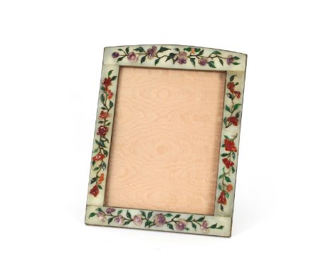 A jade and hardstone mounted picture frame, 26.5cm x 21cm overall